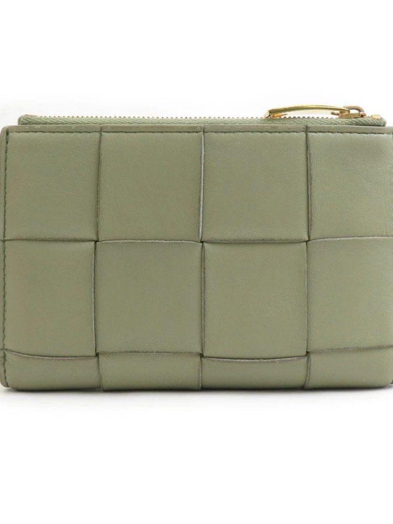 Bottegaveneta Bifold Wallet Green Leather/Goldtone